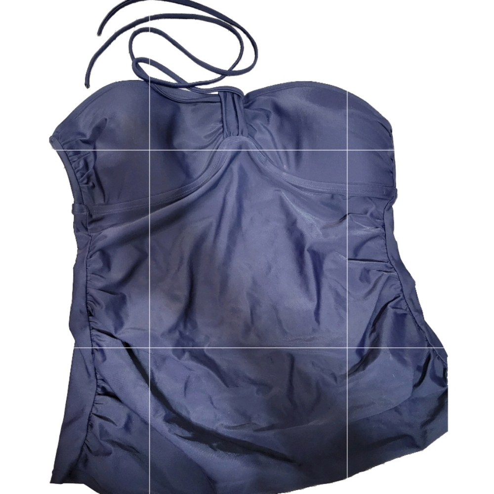 Navy Halter Swim Suit Top L